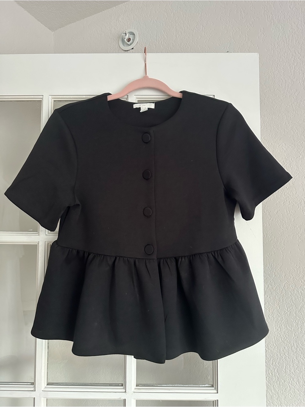 H&M Black Peplum Button-Front top, small